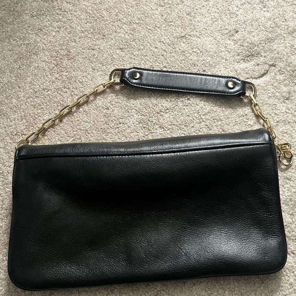 Tory Burch Reva Black Leather Clutch